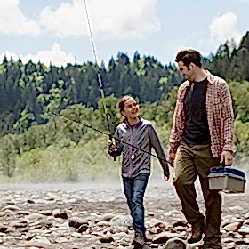 Father and daughter going to fish