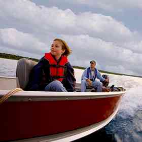 father and daughter boating