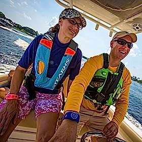 Two people on boat
