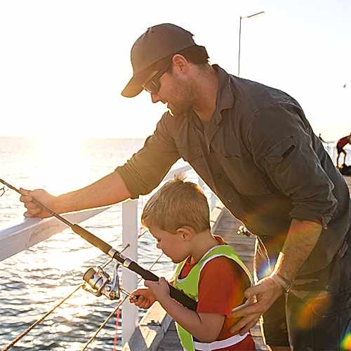 family getting ready to go fishing