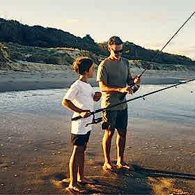 father and son fishing