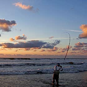 Man surf fishing